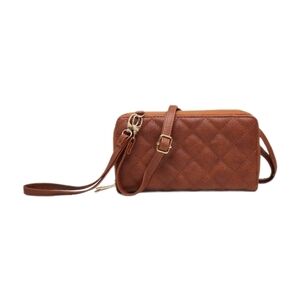 Quilted Zip Around Dual Pocket Crossbody Wallet